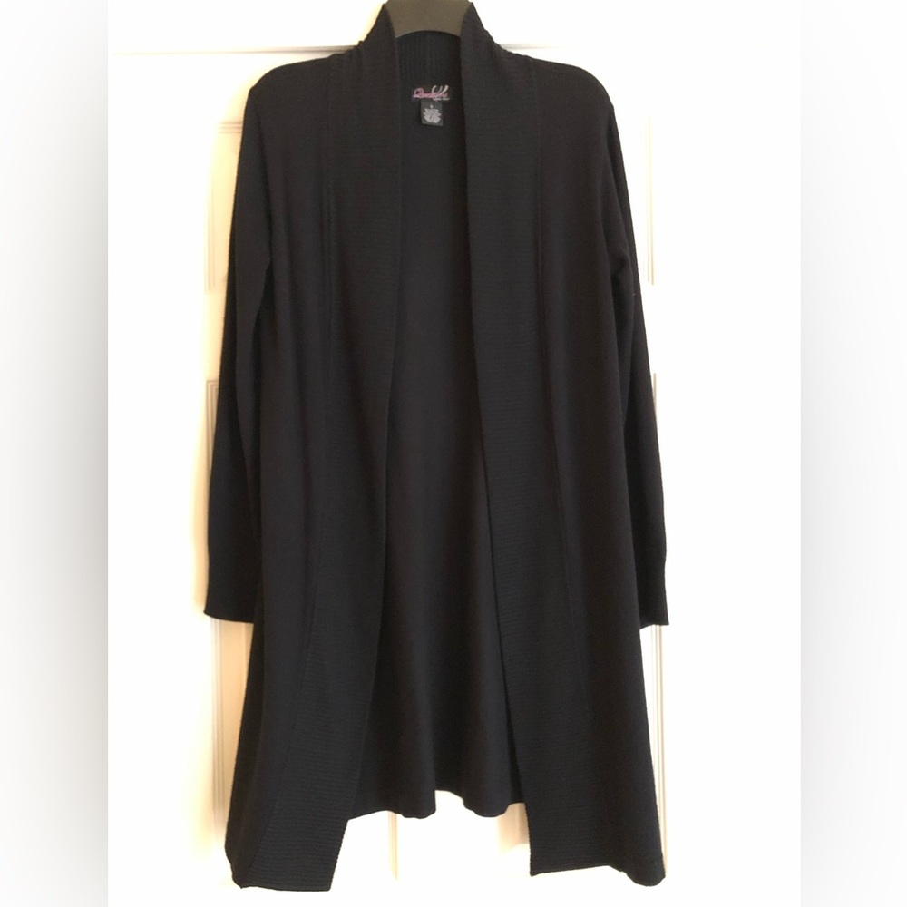 Say What? Black Long Open Cardigan Coat